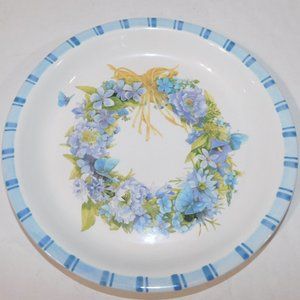 Hallmark Marjolein Bastin 11.75" Serving Plate Platter Bowl Blue Wreath